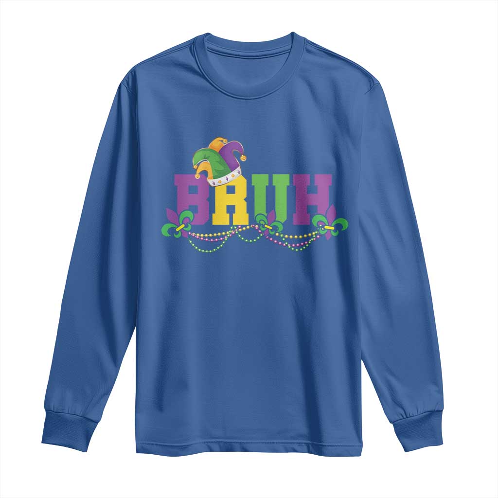 Bruh Mardi Gras Long Sleeve Shirt Carnival New Orleans Trip Parade Outfit Teens Boys Kids - Wonder Print Shop