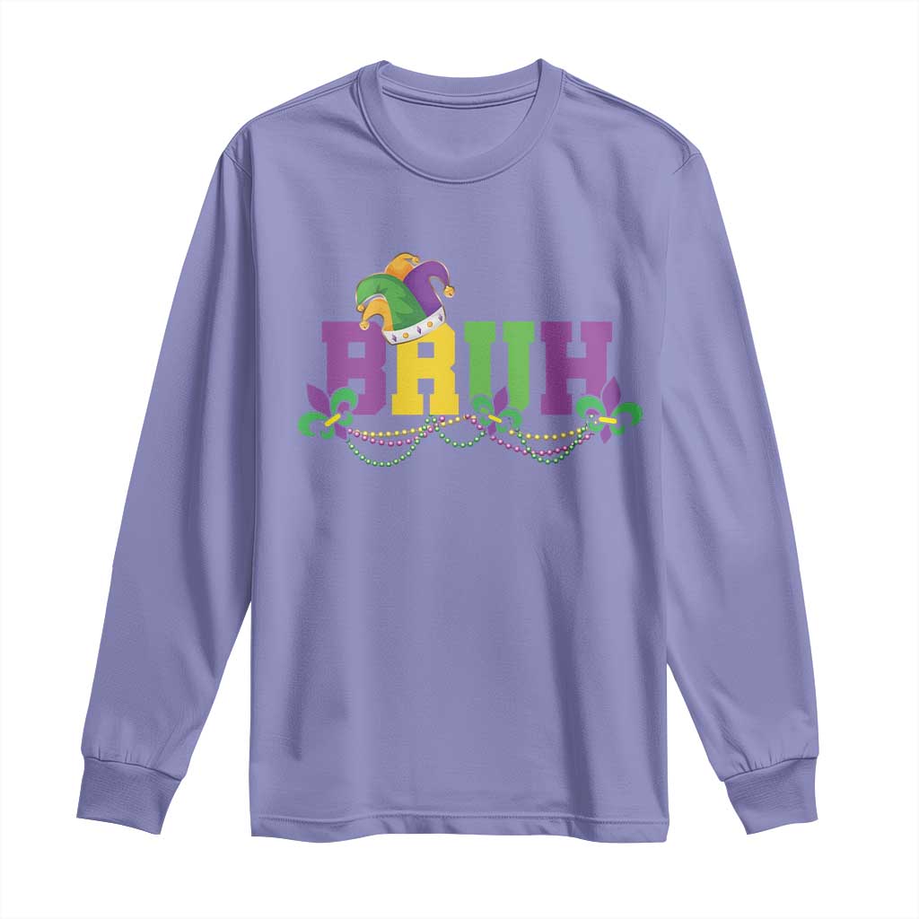 Bruh Mardi Gras Long Sleeve Shirt Carnival New Orleans Trip Parade Outfit Teens Boys Kids - Wonder Print Shop