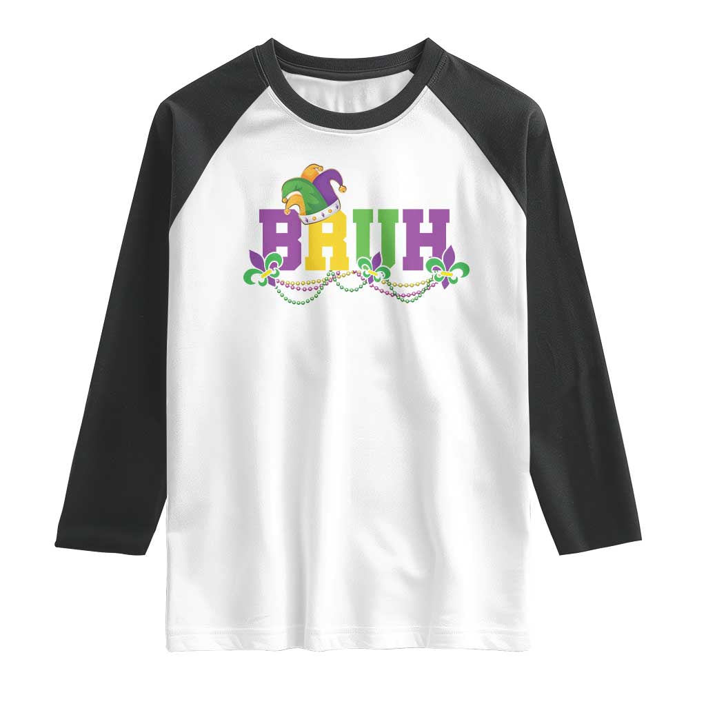 Bruh Mardi Gras Raglan Shirt Carnival New Orleans Trip Parade Outfit Teens Boys Kids - Wonder Print Shop
