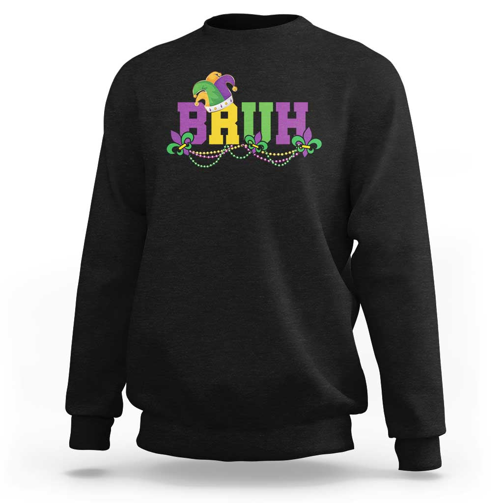 Bruh Mardi Gras Sweatshirt Carnival New Orleans Trip Parade Outfit Teens Boys Kids - Wonder Print Shop