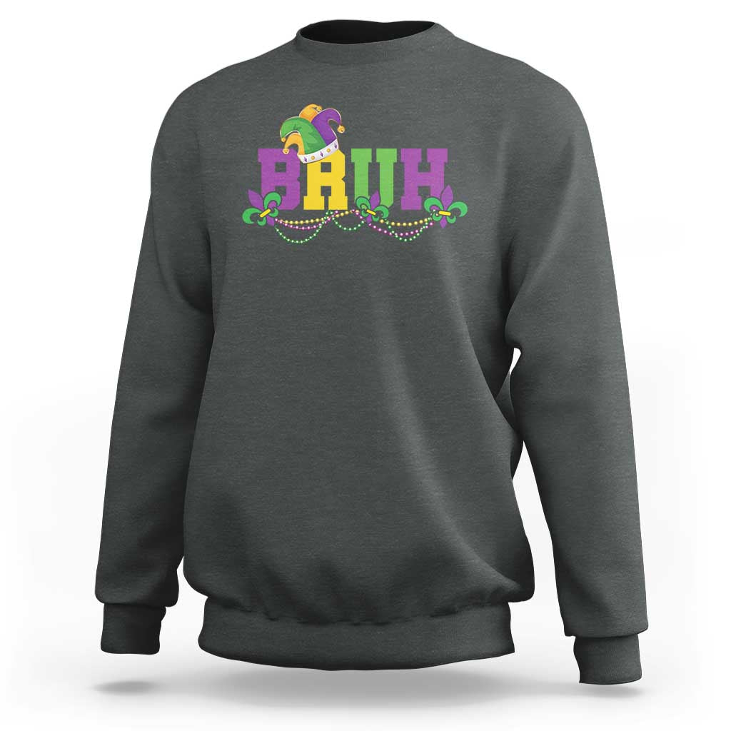 Bruh Mardi Gras Sweatshirt Carnival New Orleans Trip Parade Outfit Teens Boys Kids - Wonder Print Shop