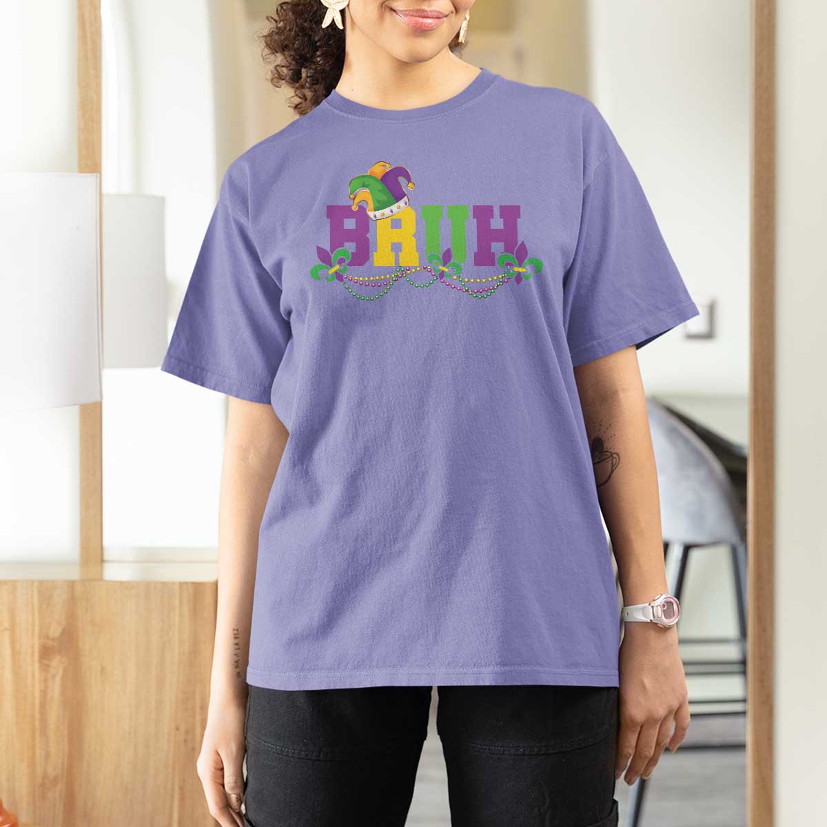Bruh Mardi Gras T Shirt For Women Carnival New Orleans Trip Parade Outfit Teens Boys Kids - Wonder Print Shop