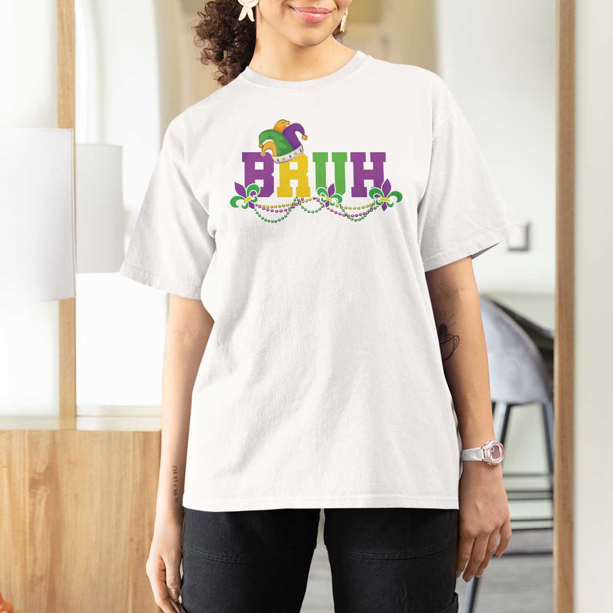 Bruh Mardi Gras T Shirt For Women Carnival New Orleans Trip Parade Outfit Teens Boys Kids - Wonder Print Shop