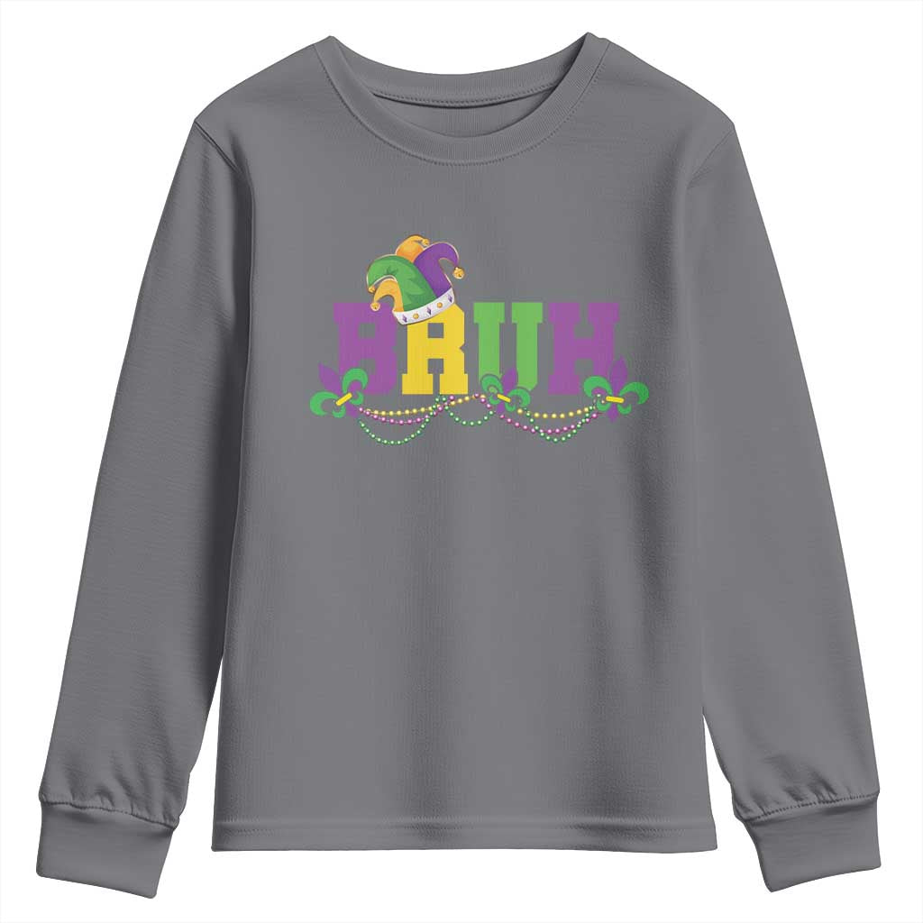 Bruh Mardi Gras Youth Sweatshirt Carnival New Orleans Trip Parade Outfit Teens Boys Kids - Wonder Print Shop