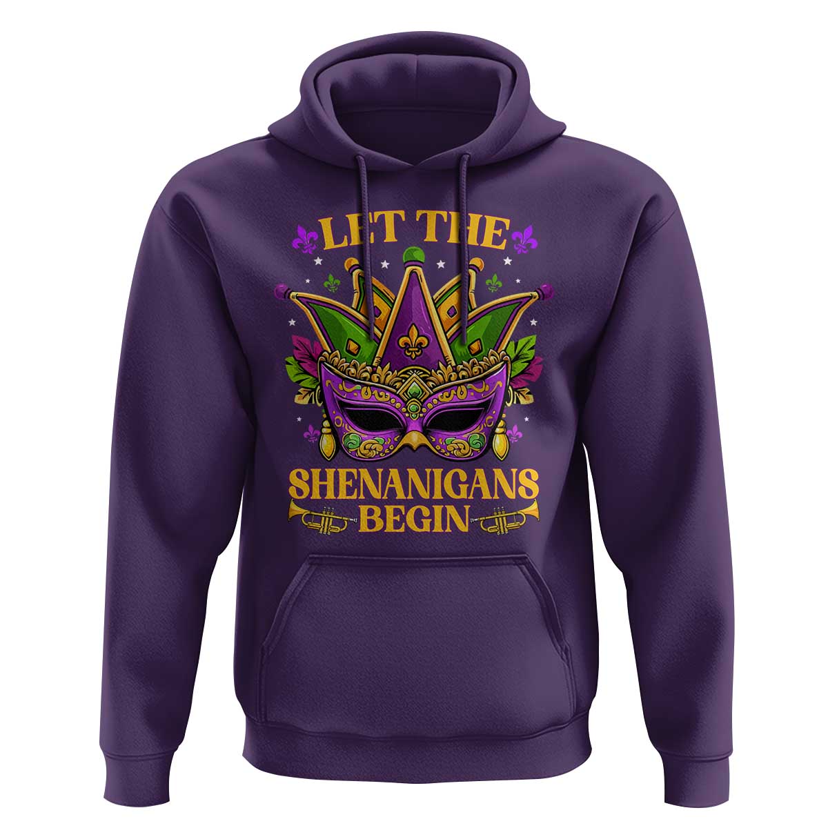 Let The Shenanigans Begin Mardi Gras Hoodie Masquerade Mask Beads