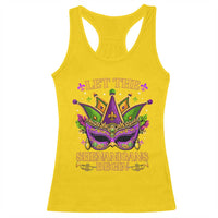 Let The Shenanigans Begin Mardi Gras Racerback Tank Top Masquerade Mask Beads
