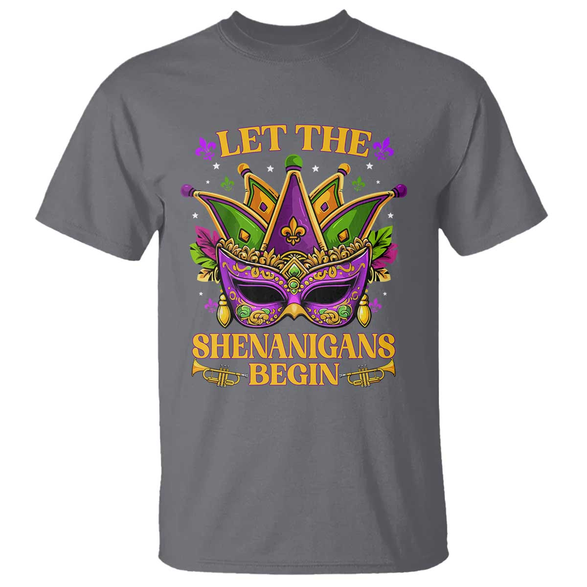 Let The Shenanigans Begin Mardi Gras T Shirt Masquerade Mask Beads