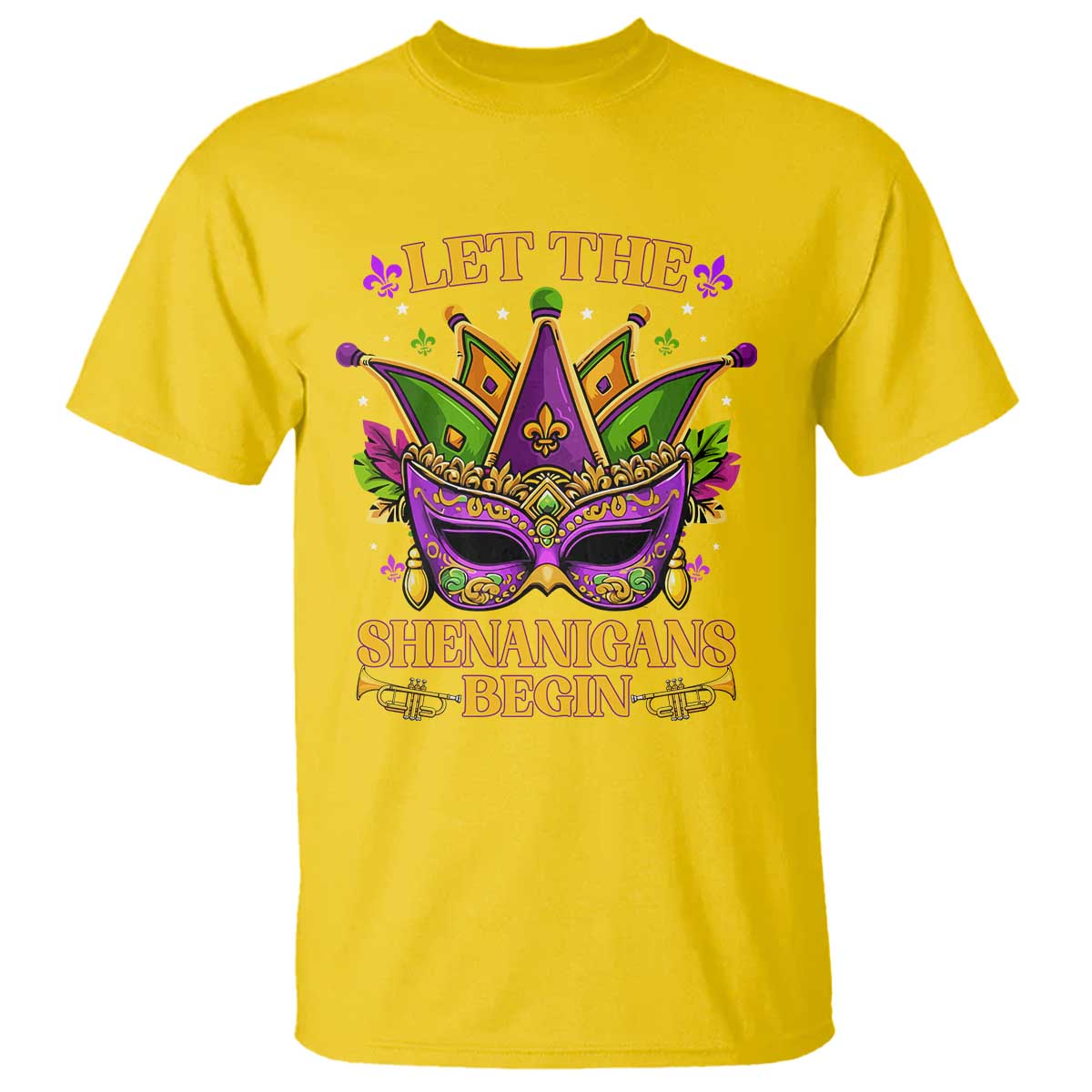 Let The Shenanigans Begin Mardi Gras T Shirt Masquerade Mask Beads