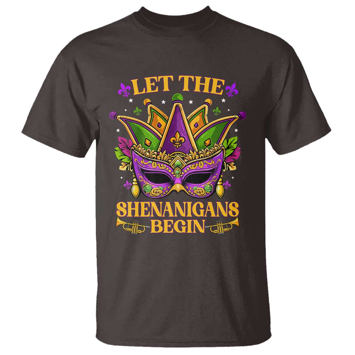 Let The Shenanigans Begin Mardi Gras T Shirt Masquerade Mask Beads
