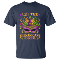 Let The Shenanigans Begin Mardi Gras T Shirt Masquerade Mask Beads