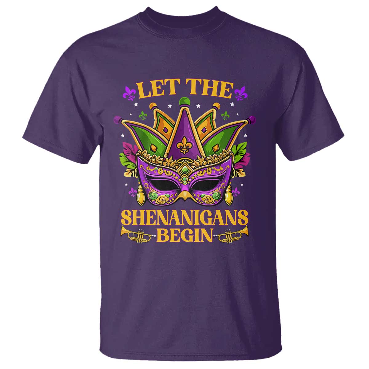 Let The Shenanigans Begin Mardi Gras T Shirt Masquerade Mask Beads