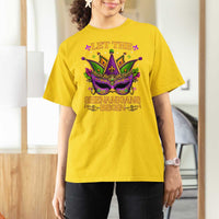 Let The Shenanigans Begin Mardi Gras T Shirt For Women Masquerade Mask Beads