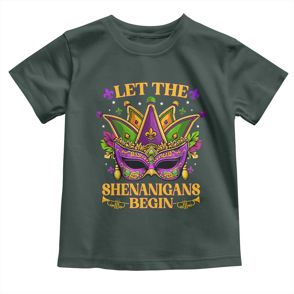 Let The Shenanigans Begin Mardi Gras Toddler T Shirt Masquerade Mask Beads