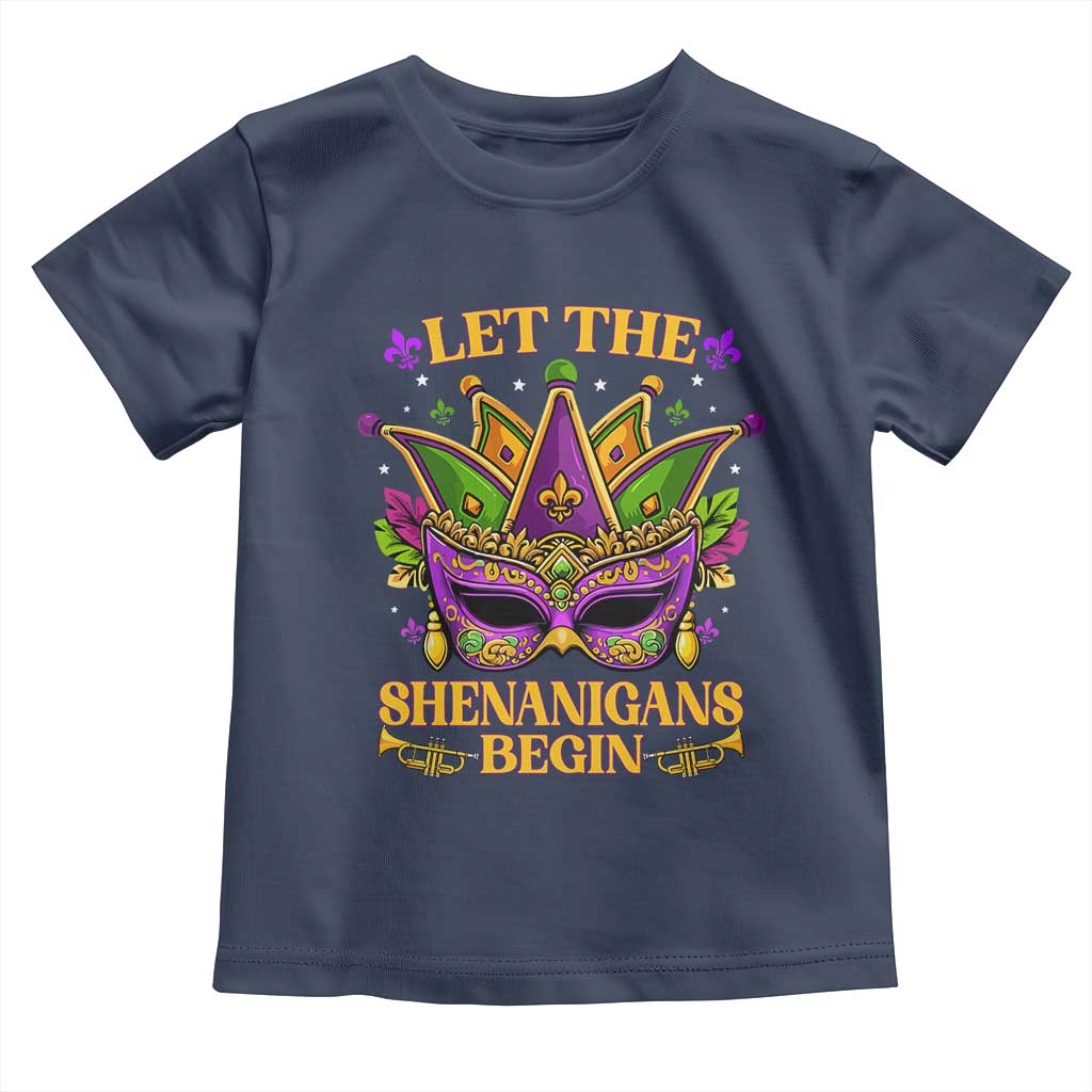 Let The Shenanigans Begin Mardi Gras Toddler T Shirt Masquerade Mask Beads