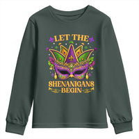 Let The Shenanigans Begin Mardi Gras Youth Sweatshirt Masquerade Mask Beads