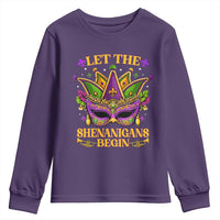 Let The Shenanigans Begin Mardi Gras Youth Sweatshirt Masquerade Mask Beads