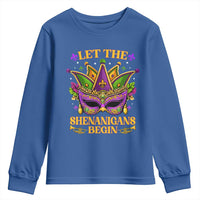Let The Shenanigans Begin Mardi Gras Youth Sweatshirt Masquerade Mask Beads