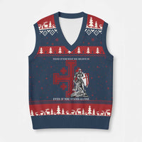 Catholic Knight Templar Crusader Cross V-Neck Knit Sweater Vest Kingdom Of Jerusalem