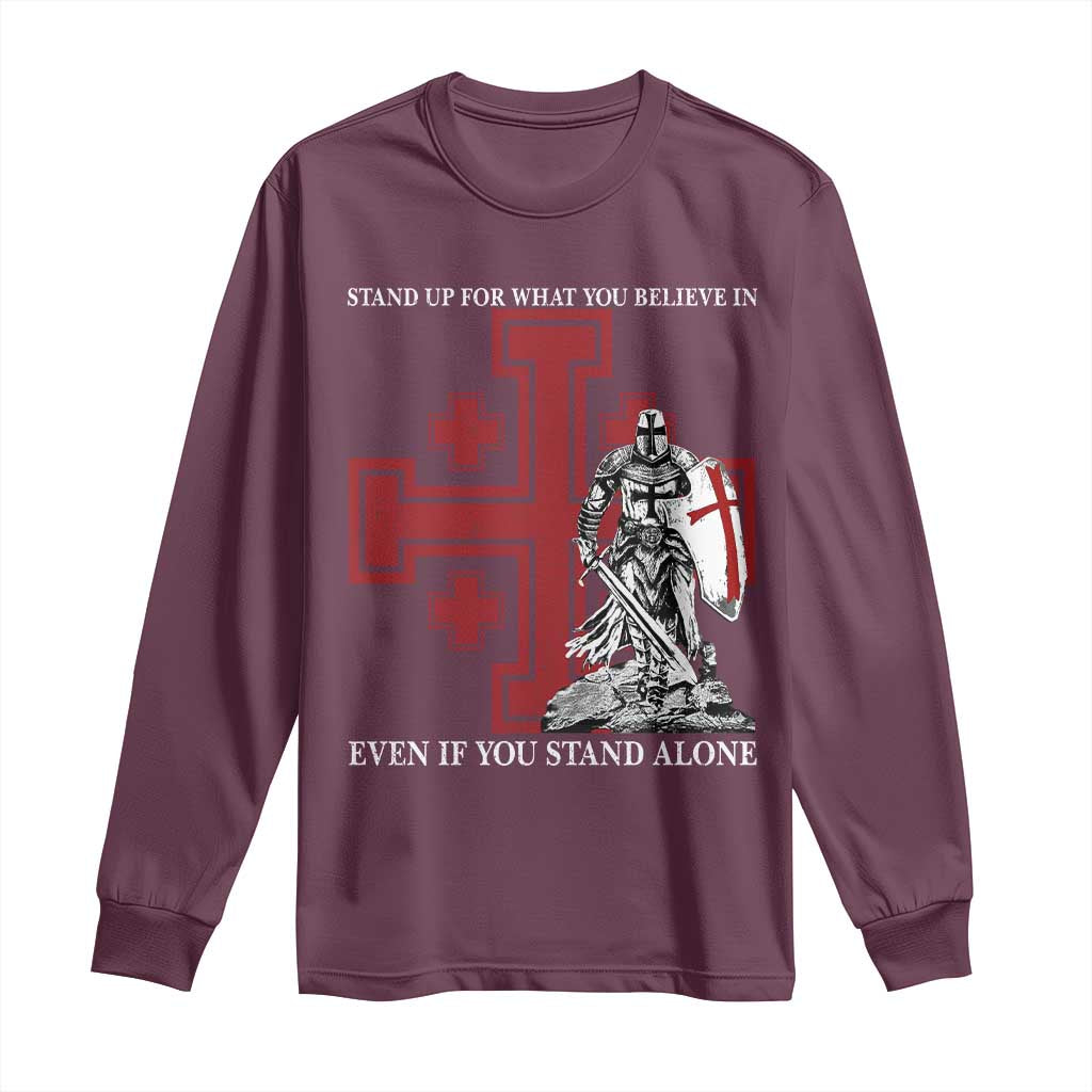 Catholic Knight Templar Crusader Cross Long Sleeve Shirt Kingdom Of Jerusalem
