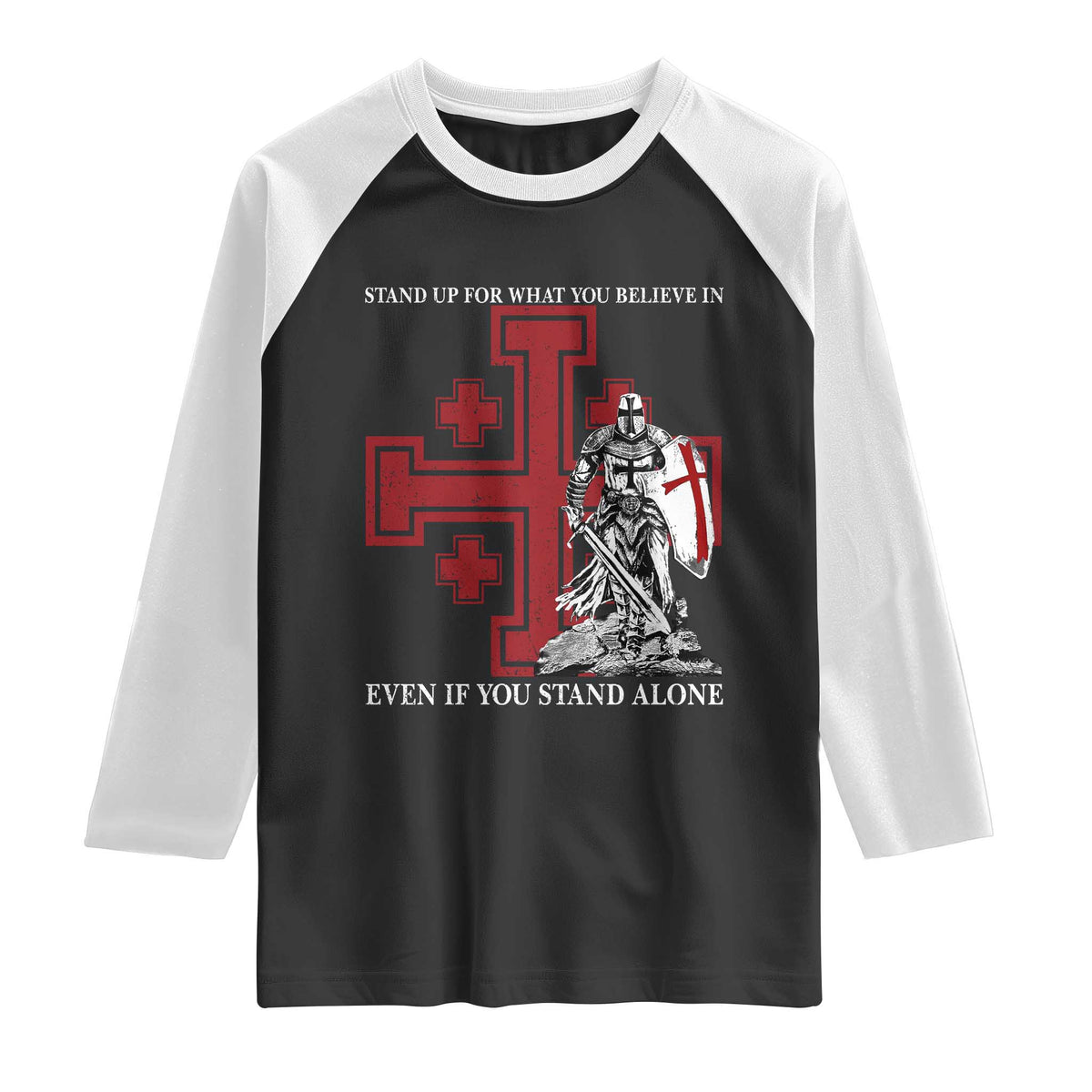 Catholic Knight Templar Crusader Cross Raglan Shirt Kingdom Of Jerusalem
