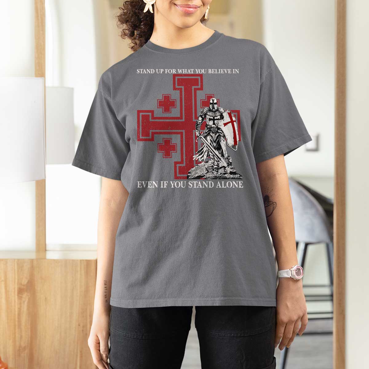 Catholic Knight Templar Crusader Cross T Shirt For Women Kingdom Of Jerusalem