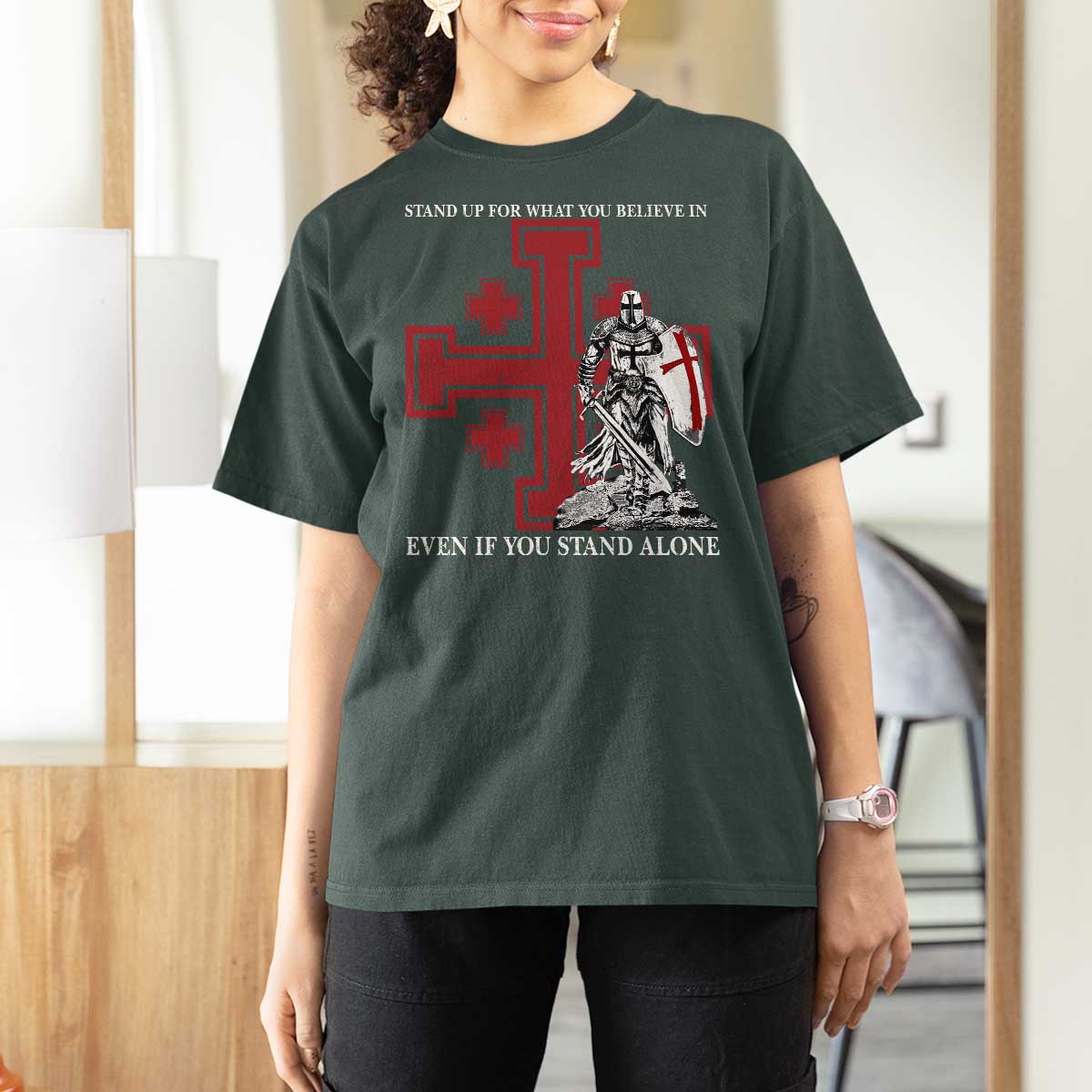 Catholic Knight Templar Crusader Cross T Shirt For Women Kingdom Of Jerusalem