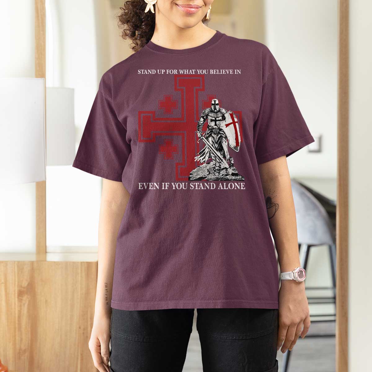 Catholic Knight Templar Crusader Cross T Shirt For Women Kingdom Of Jerusalem