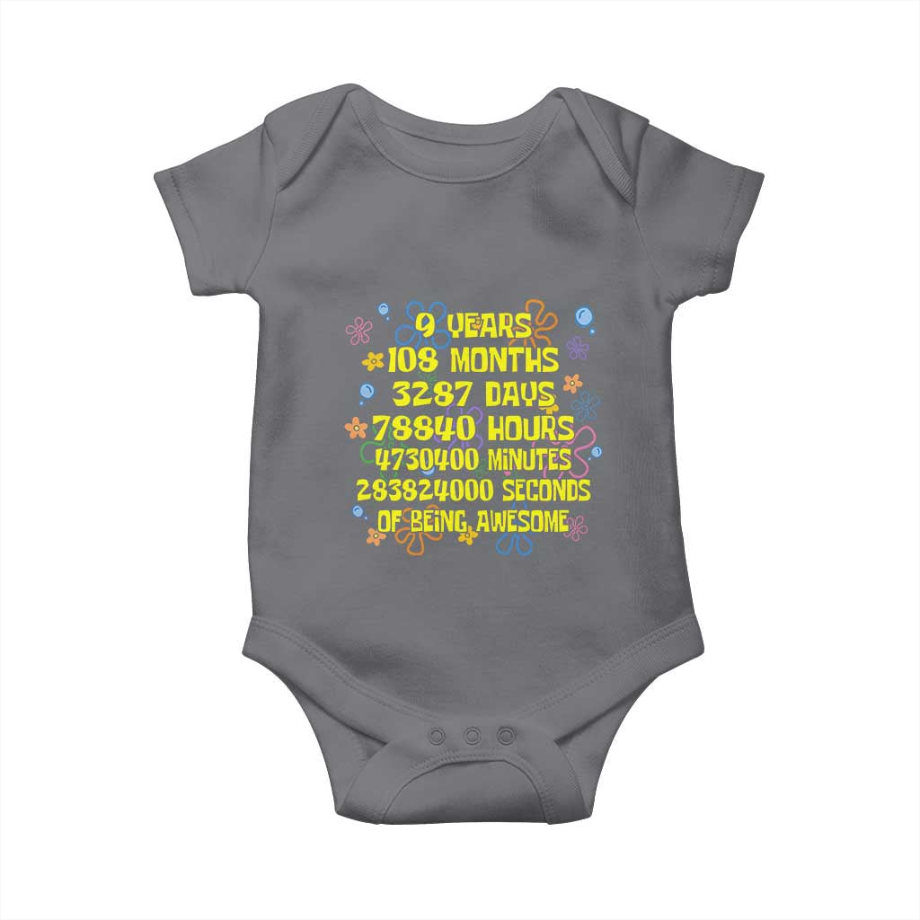 9th Birthday Gifts Baby Onesie Flowers Girl Son Boy 9yr 9 Year Old Bday