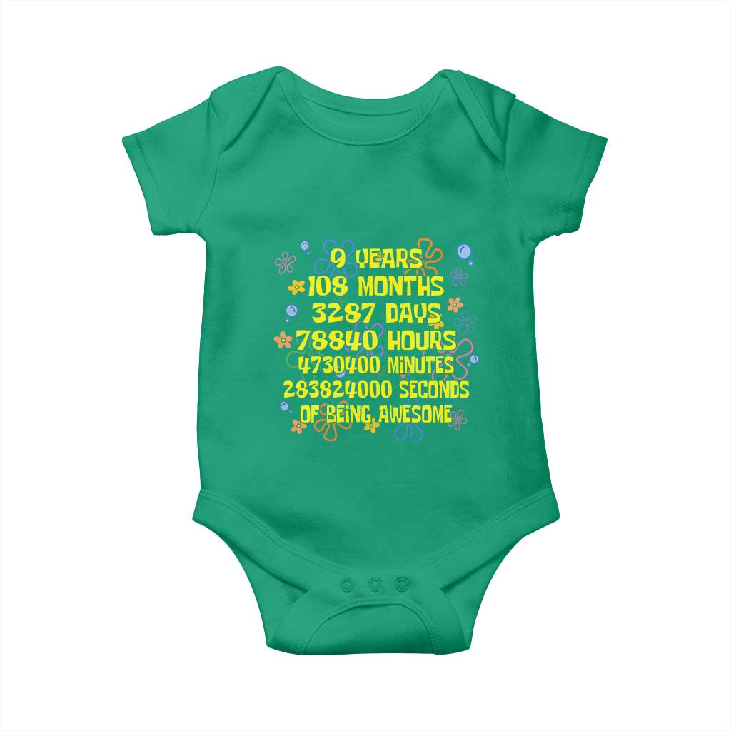 9th Birthday Gifts Baby Onesie Flowers Girl Son Boy 9yr 9 Year Old Bday