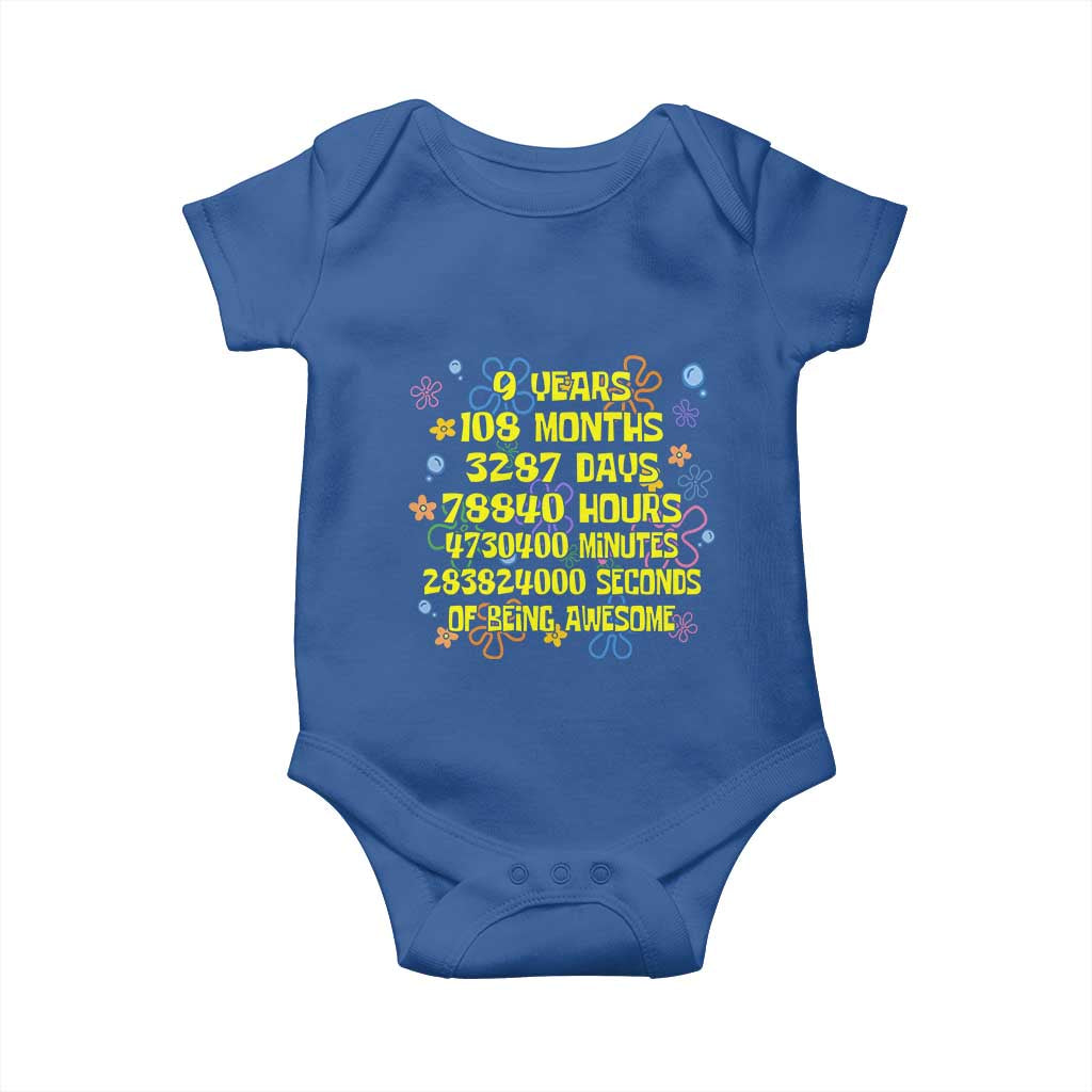 9th Birthday Gifts Baby Onesie Flowers Girl Son Boy 9yr 9 Year Old Bday