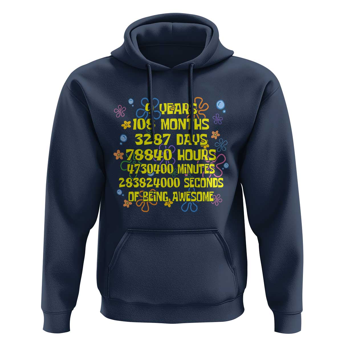 9th Birthday Gifts Hoodie Flowers Girl Son Boy 9yr 9 Year Old Bday