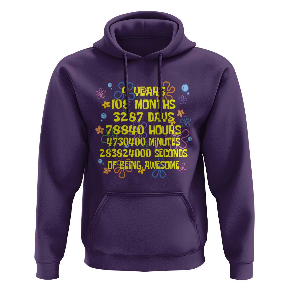 9th Birthday Gifts Hoodie Flowers Girl Son Boy 9yr 9 Year Old Bday