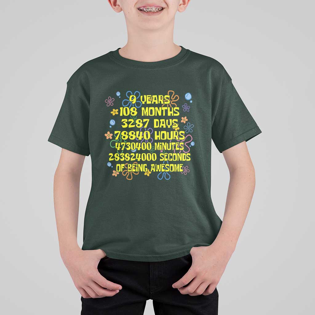 9th Birthday Gifts T Shirt For Kid Flowers Girl Son Boy 9yr 9 Year Old Bday