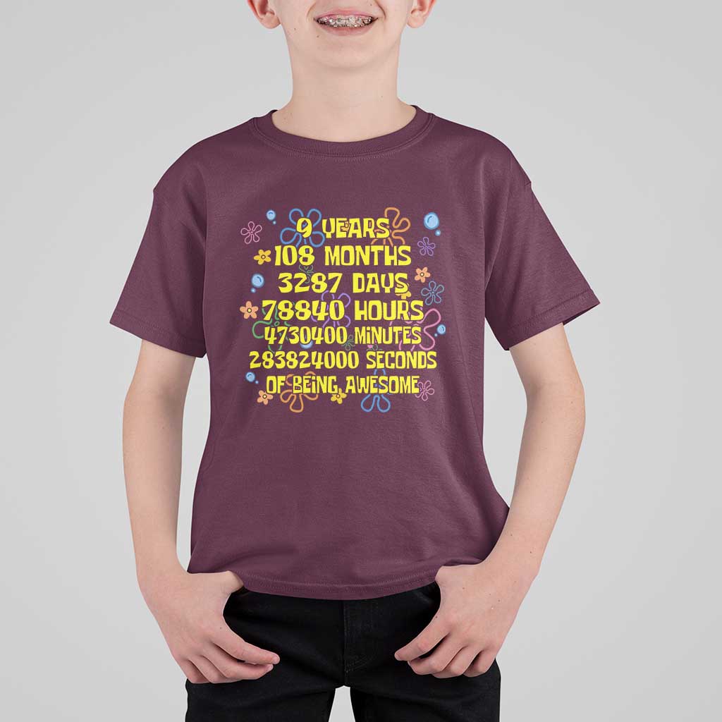 9th Birthday Gifts T Shirt For Kid Flowers Girl Son Boy 9yr 9 Year Old Bday