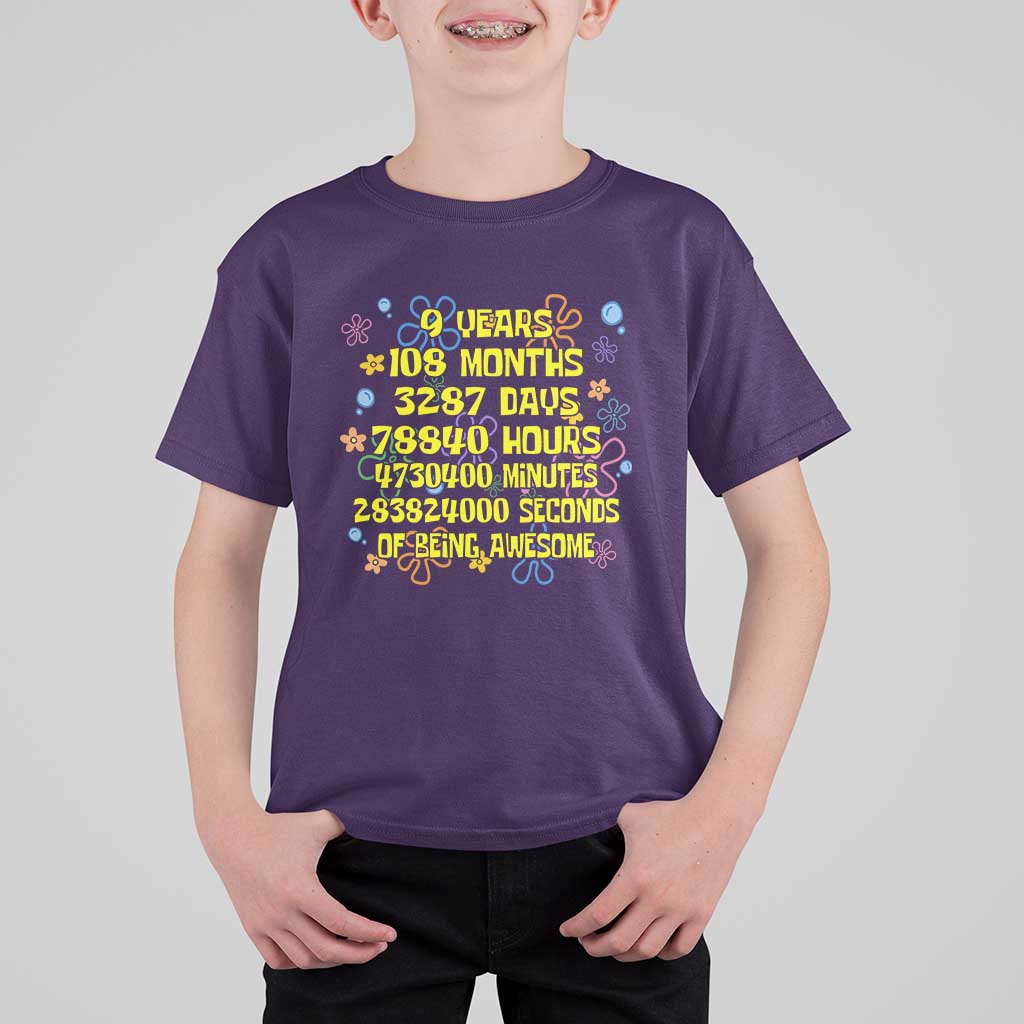 9th Birthday Gifts T Shirt For Kid Flowers Girl Son Boy 9yr 9 Year Old Bday