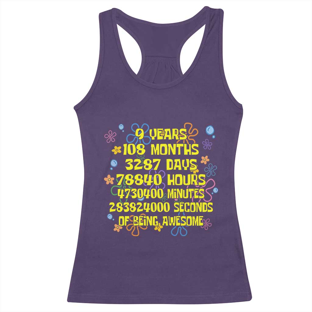 9th Birthday Gifts Racerback Tank Top Flowers Girl Son Boy 9yr 9 Year Old Bday