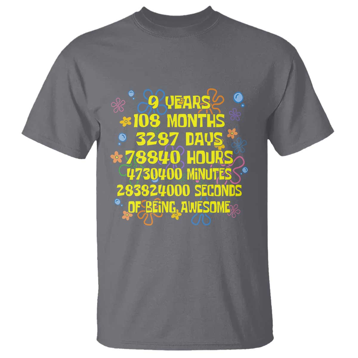 9th Birthday Gifts T Shirt Flowers Girl Son Boy 9yr 9 Year Old Bday