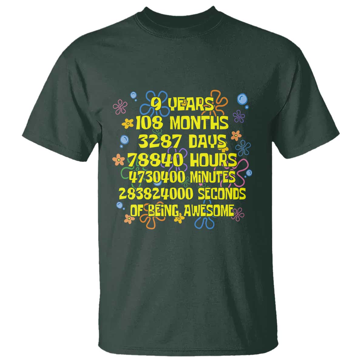 9th Birthday Gifts T Shirt Flowers Girl Son Boy 9yr 9 Year Old Bday