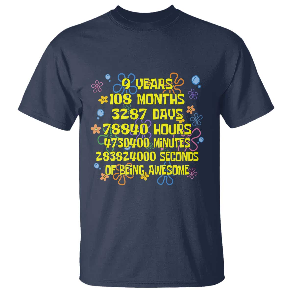 9th Birthday Gifts T Shirt Flowers Girl Son Boy 9yr 9 Year Old Bday