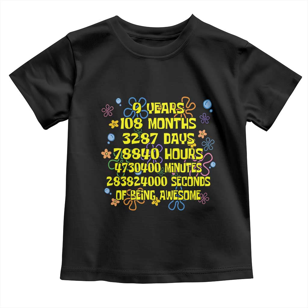 9th Birthday Gifts Toddler T Shirt Flowers Girl Son Boy 9yr 9 Year Old Bday