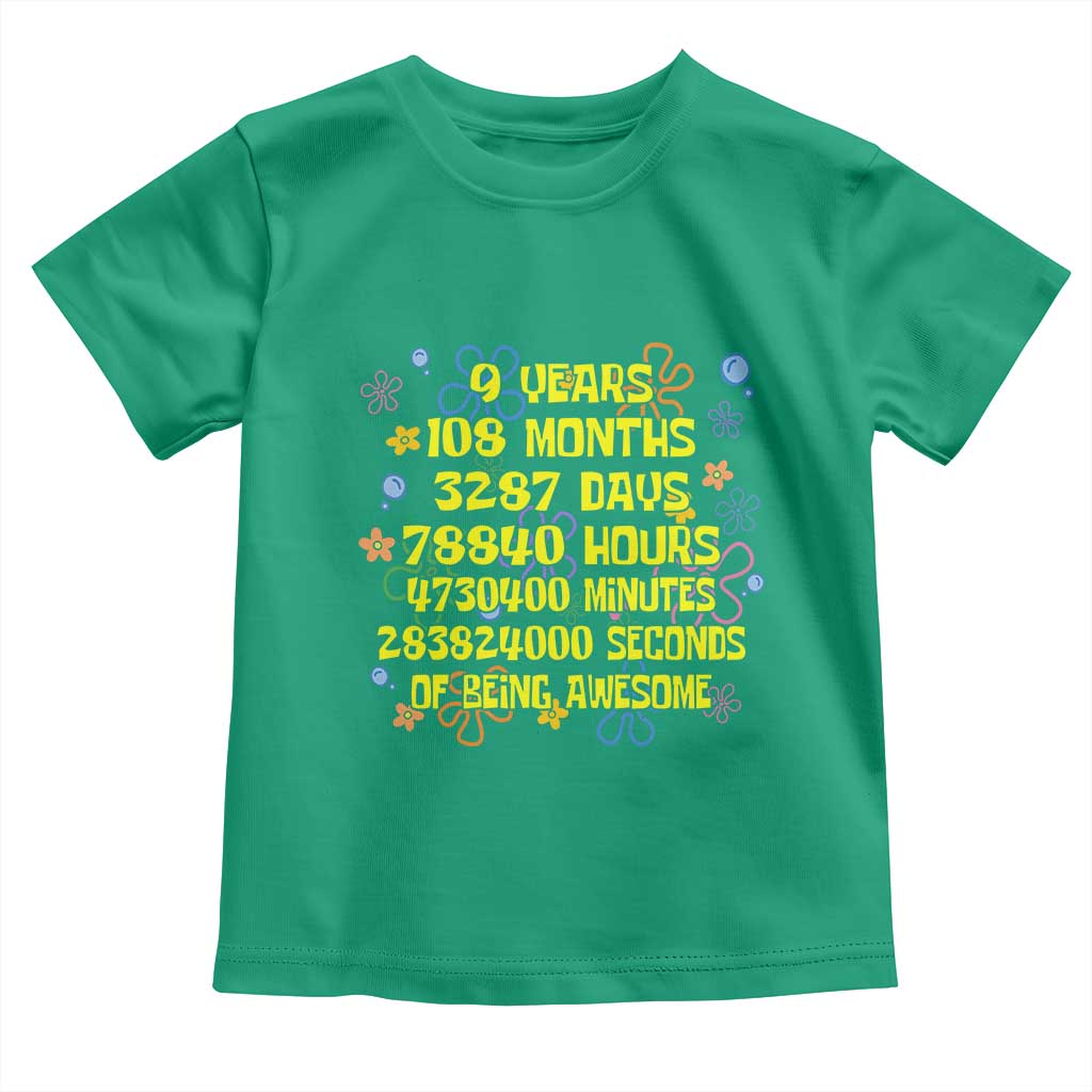 9th Birthday Gifts Toddler T Shirt Flowers Girl Son Boy 9yr 9 Year Old Bday