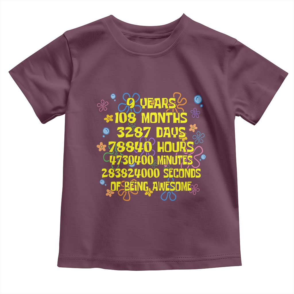 9th Birthday Gifts Toddler T Shirt Flowers Girl Son Boy 9yr 9 Year Old Bday