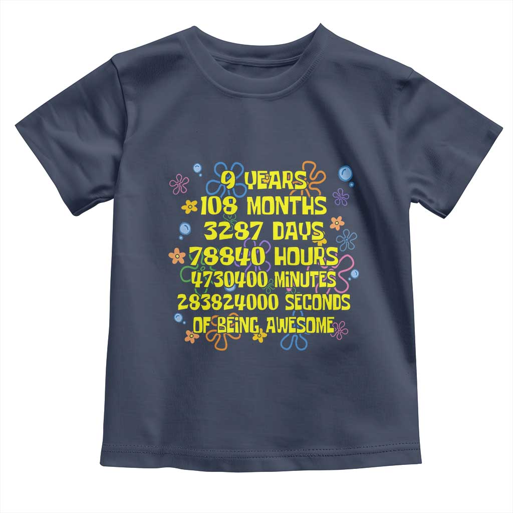 9th Birthday Gifts Toddler T Shirt Flowers Girl Son Boy 9yr 9 Year Old Bday