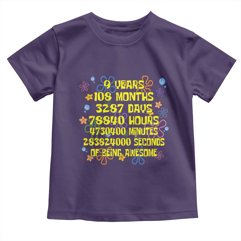 9th Birthday Gifts Toddler T Shirt Flowers Girl Son Boy 9yr 9 Year Old Bday