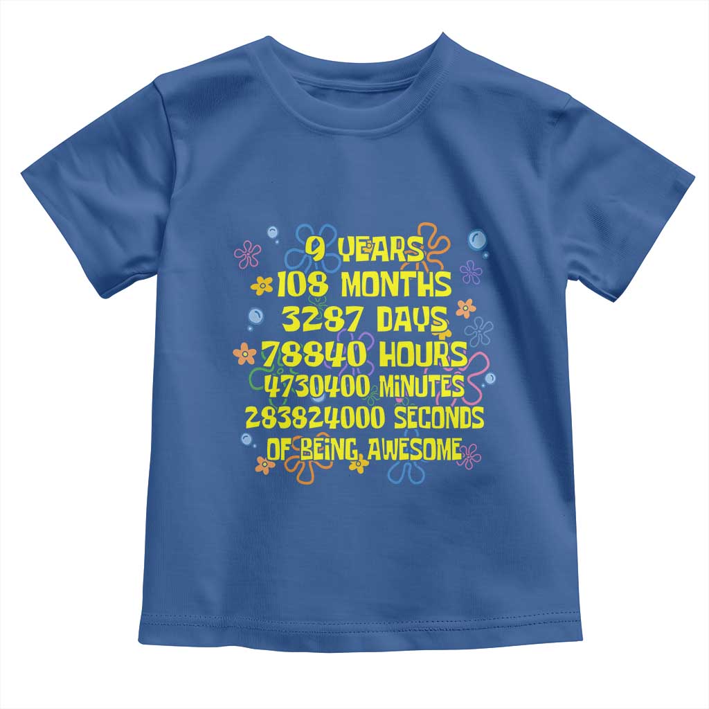 9th Birthday Gifts Toddler T Shirt Flowers Girl Son Boy 9yr 9 Year Old Bday
