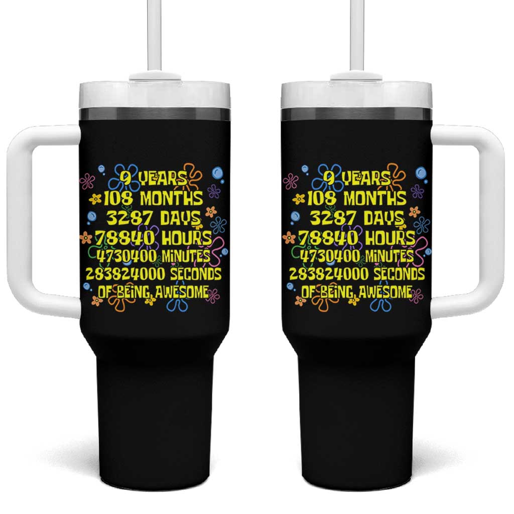 9th Birthday Gifts Tumbler With Handle Flowers Girl Son Boy 9yr 9 Year Old Bday
