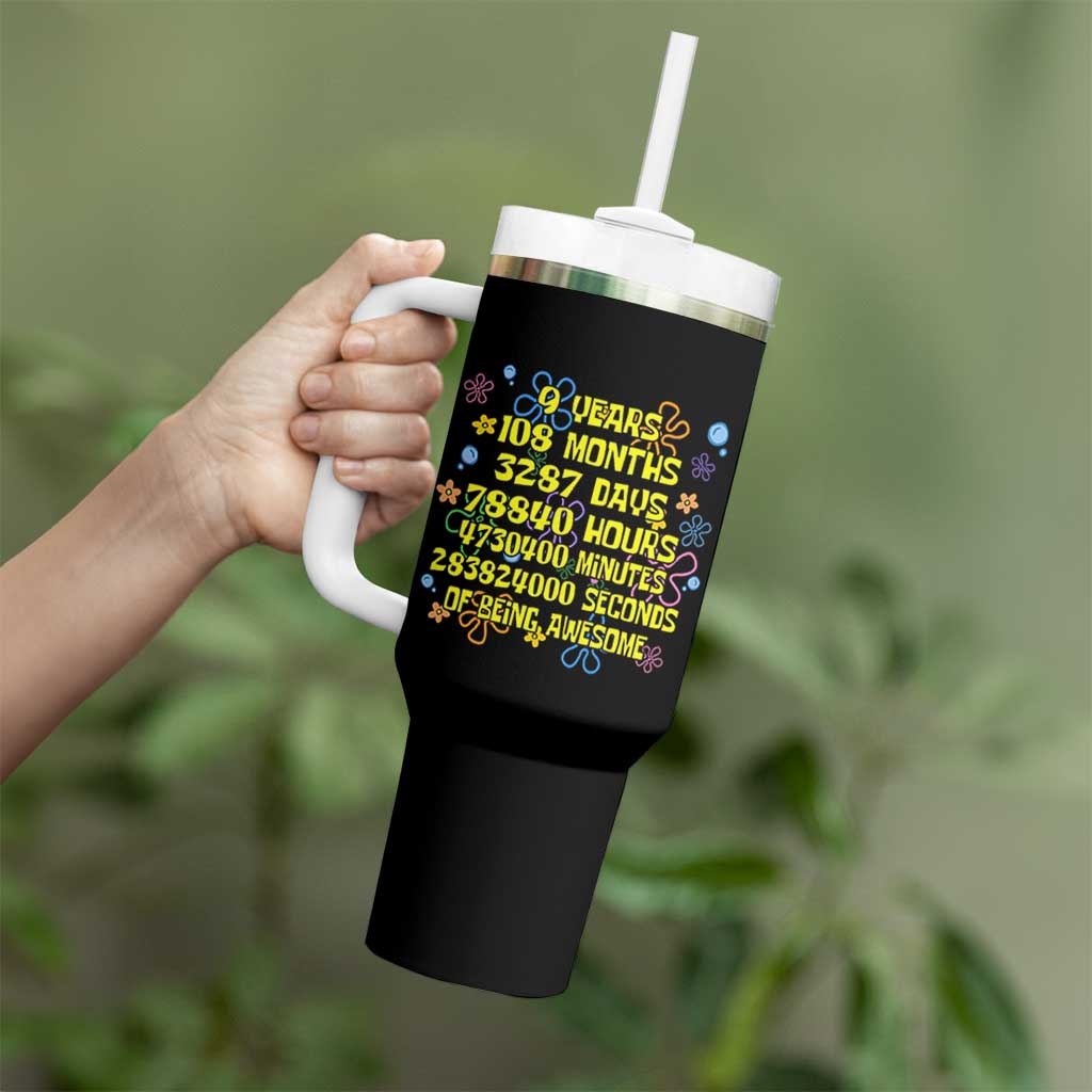 9th Birthday Gifts Tumbler With Handle Flowers Girl Son Boy 9yr 9 Year Old Bday