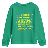 9th Birthday Gifts Youth Sweatshirt Flowers Girl Son Boy 9yr 9 Year Old Bday