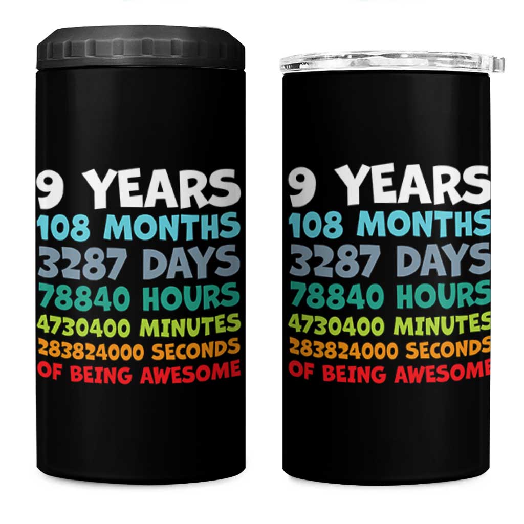 9 Year Old Bday 4 in 1 Can Cooler Tumbler Son Boy 9yr 9th Birthday Gifts