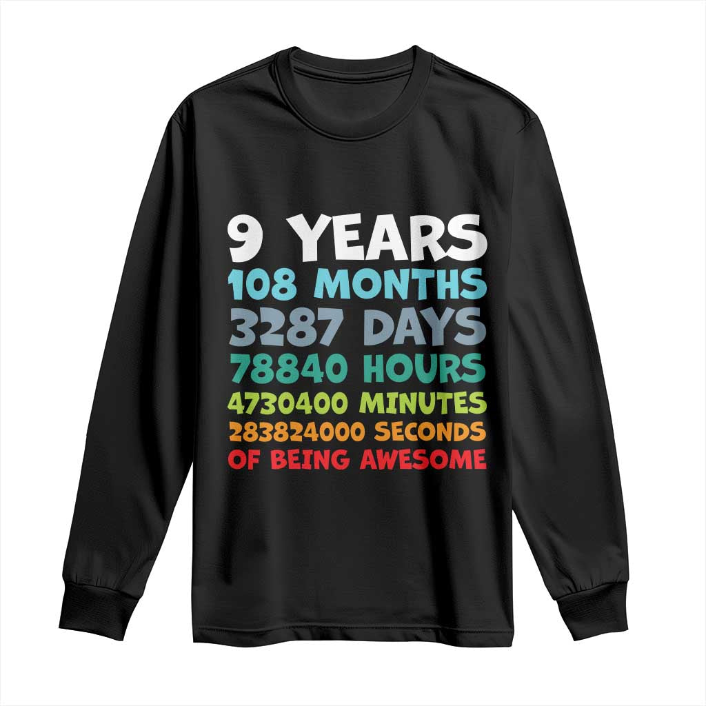 9 Year Old Bday Long Sleeve Shirt Son Boy 9yr 9th Birthday Gifts